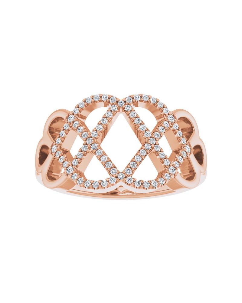 Anel Trançado em Ouro 14k com Diamantes Naturais