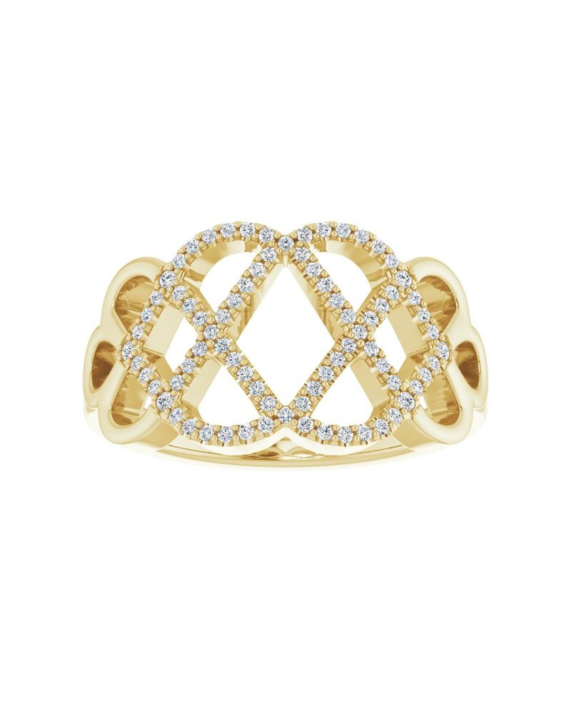 Anel Trançado em Ouro 14k com Diamantes Naturais