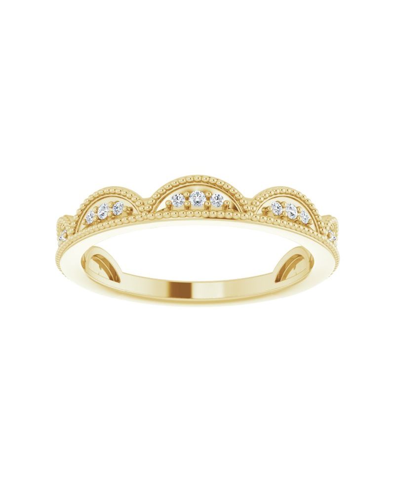 Anel Coroa Cravejado Empilhável em Ouro 14k com Diamantes Naturais – Modelo 2