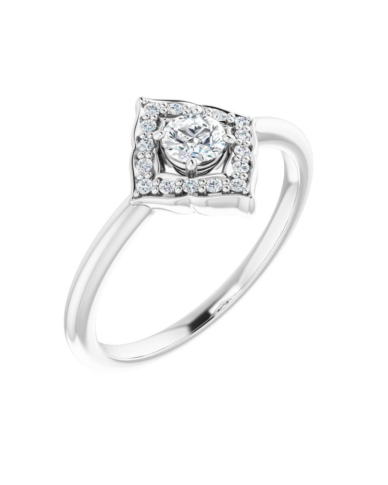 Anel Vintage Halo em Ouro 14k com Diamantes Naturais