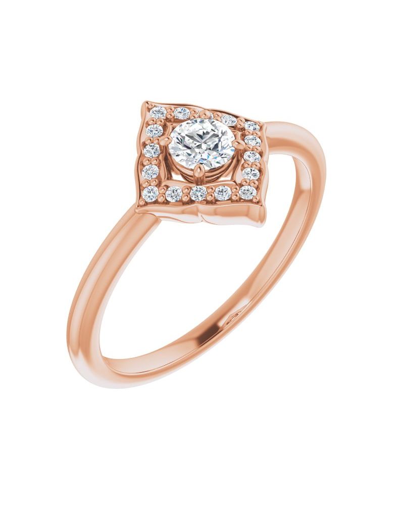 Anel Vintage Halo em Ouro 14k com Diamantes Naturais