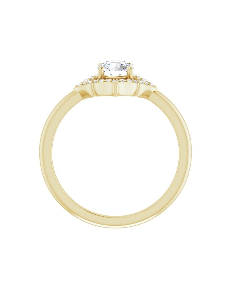 Anel Vintage Halo em Ouro 14k com Diamantes Naturais