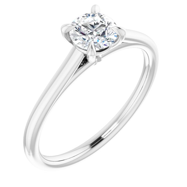 Anel Solitário de Noivado com Garras em Ouro 14k com Diamante Natural – Branco 14k