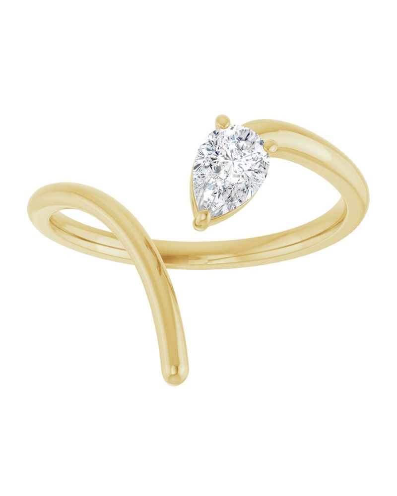 Anel Vazado em Ouro 14k com Diamantes de Laboratório