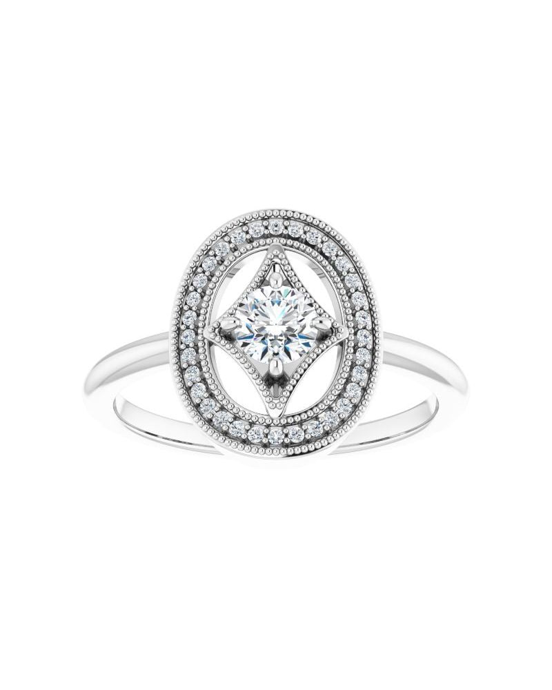 Anel Halo em Ouro 14k com Diamantes Naturais