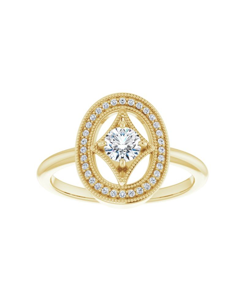 Anel Halo em Ouro 14k com Diamantes Naturais