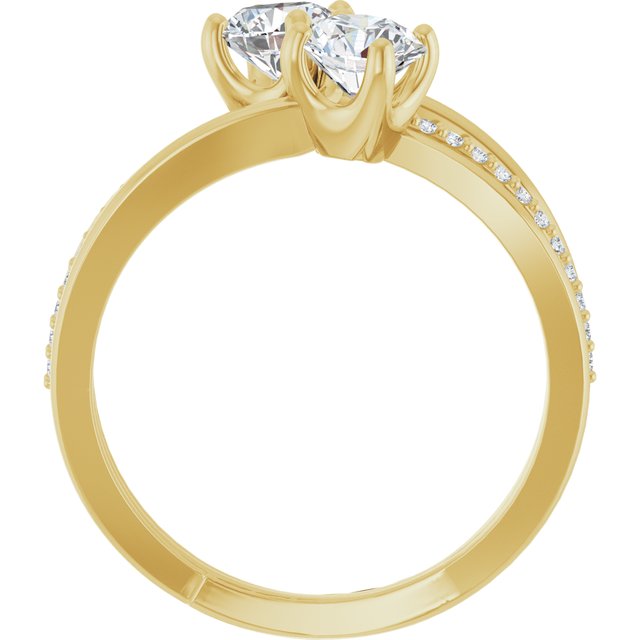 Anel Toi et Moi com Aro Duplo – Amarelo 14k – vista frontal