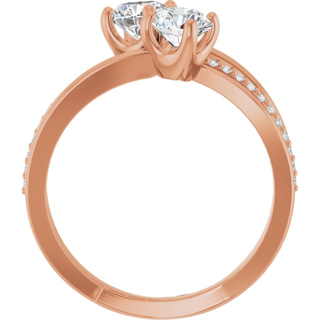 Anel Toi et Moi com Aro Duplo – Rosé 14k – vista frontal