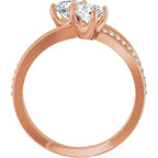 Anel Toi et Moi com Aro Duplo – Rosé 14k – vista frontal