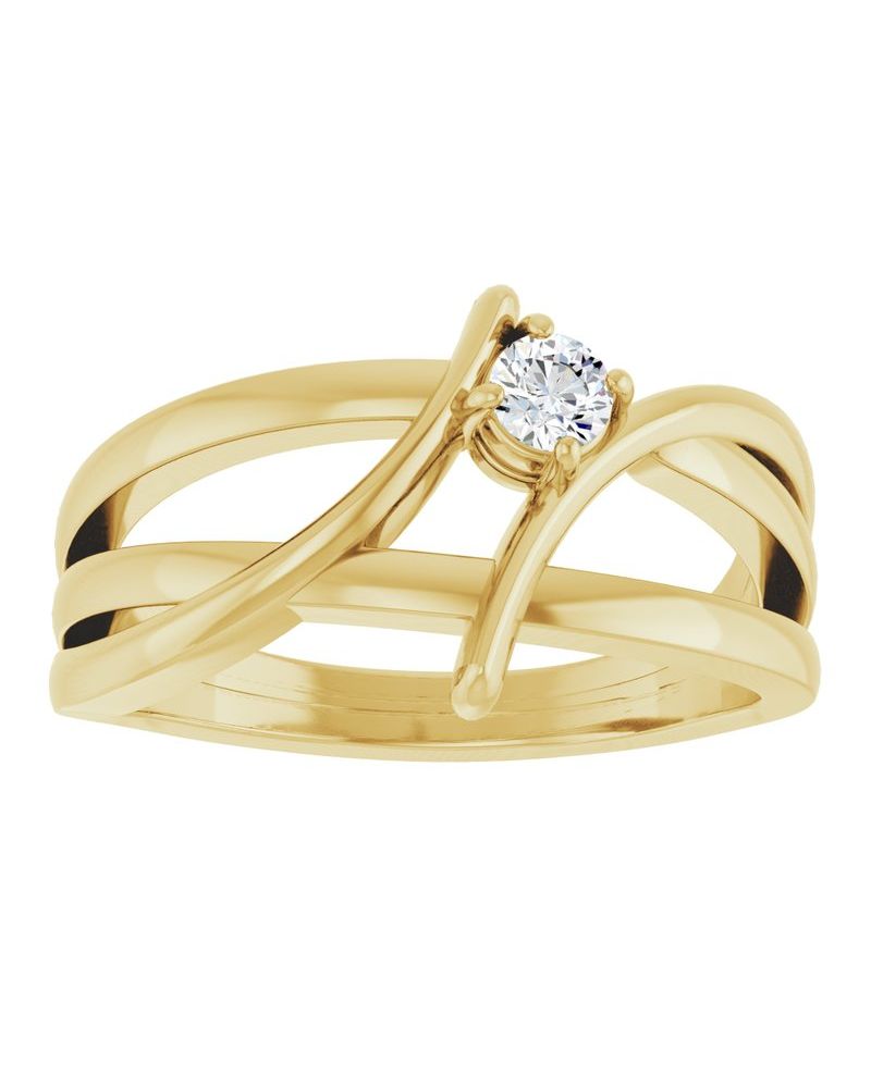 Anel Bypass em Ouro 14k com Diamantes de Laboratório – Modelo 3