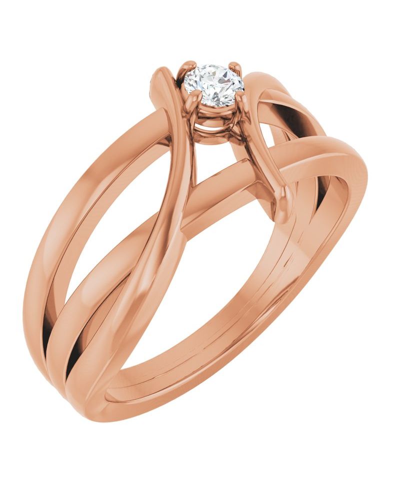Anel Bypass em Ouro 14k com Diamantes Naturais – Modelo 8
