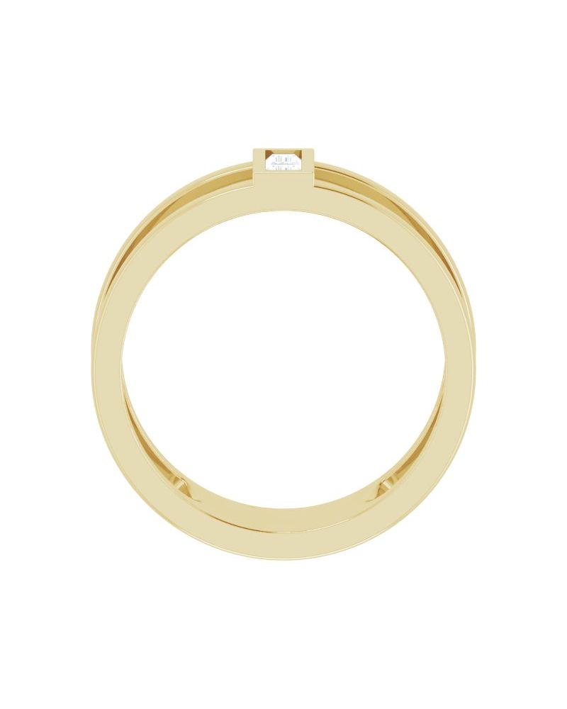 Anel Baguete Vazado em Ouro 14k com Diamantes Naturais