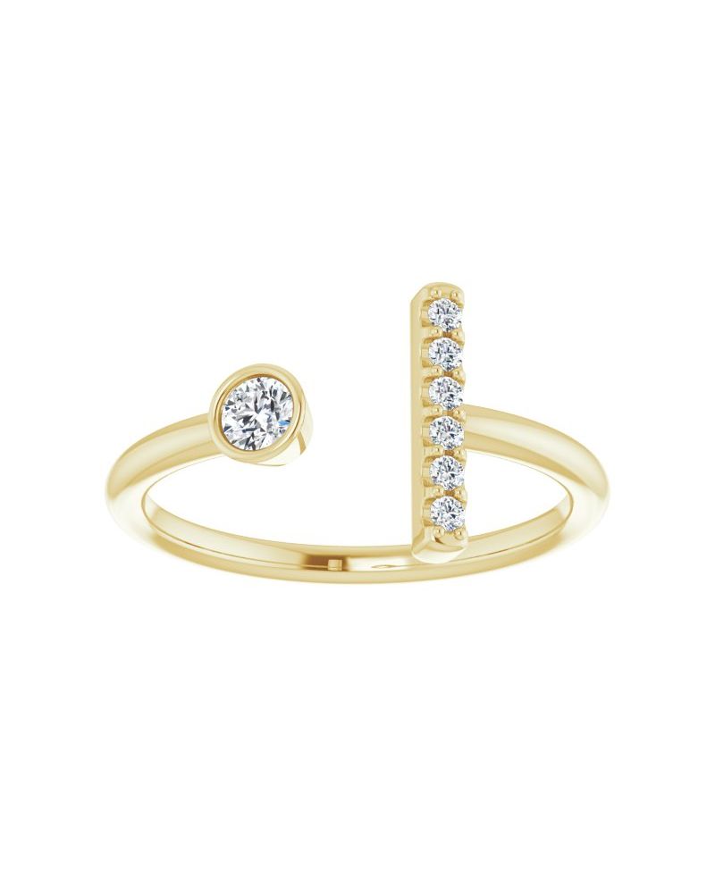Anel Barra em Ouro 14k com Diamantes Naturais