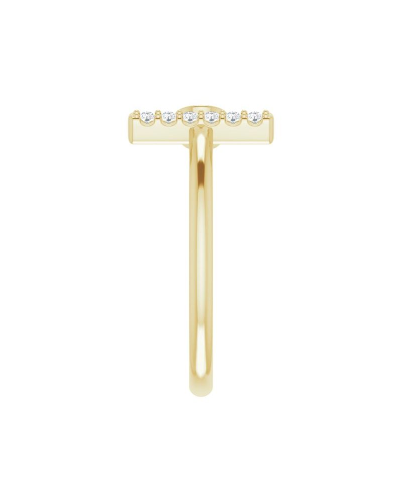 Anel Barra em Ouro 14k com Diamantes Naturais