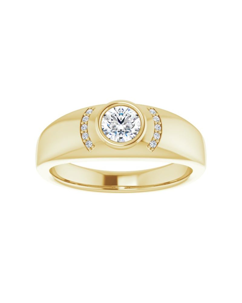 Anel Cravejado com Cravação Bezel em Ouro 14k com Diamantes Naturais – Modelo 2