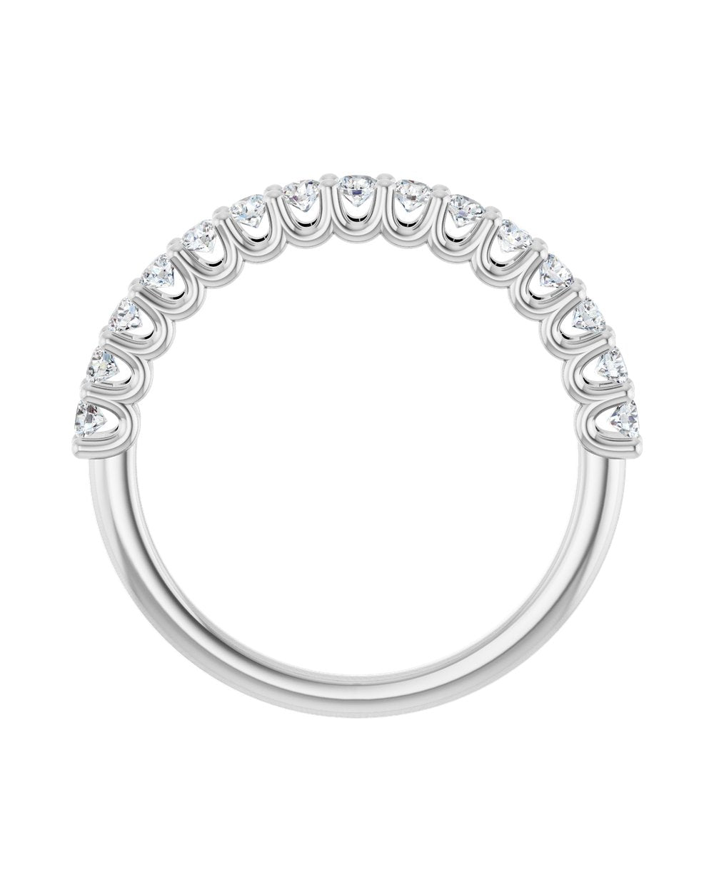 Anel Meia Aliança em Ouro 14k com Diamantes Naturais – Garras em U – Branco 14k