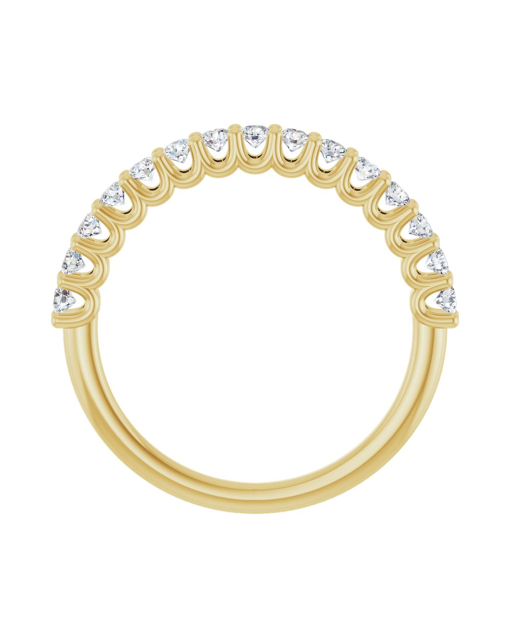 Anel Meia Aliança em Ouro 14k com Diamantes Naturais – Garras em U – Amarelo 14k