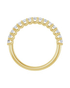 Anel Meia Aliança em Ouro 14k com Diamantes Naturais – Garras em U – Amarelo 14k