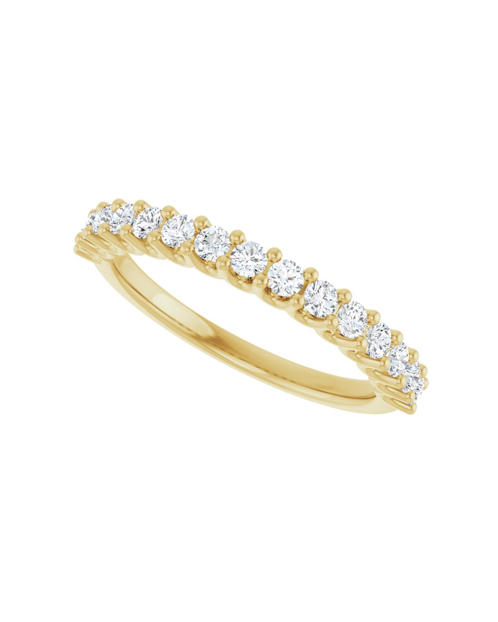 Anel Meia Aliança em Ouro 14k com Diamantes Naturais – Garras em U – Amarelo 14k