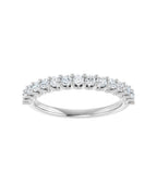 Anel Meia Aliança em Ouro 14k com Diamantes Naturais – Garras em U – Branco 14k