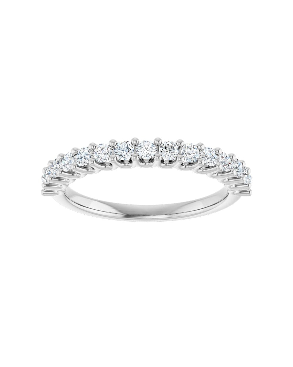 Anel Meia Aliança em Ouro 14k com Diamantes Naturais – Garras em U – Branco 14k