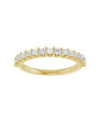Anel Meia Aliança em Ouro 14k com Diamantes Naturais – Garras em U – Amarelo 14k