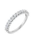 Anel Meia Aliança em Ouro 14k com Diamantes Naturais – Garras em U – Branco 14k