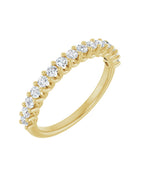 Anel Meia Aliança em Ouro 14k com Diamantes Naturais – Garras em U – Amarelo 14k