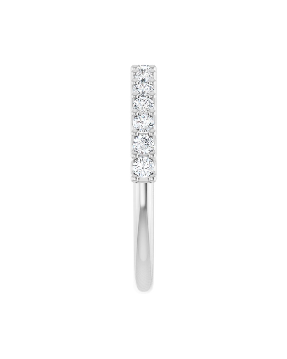 Anel Meia Aliança em Ouro 14k com Diamantes Naturais – Garras em U – Branco 14k