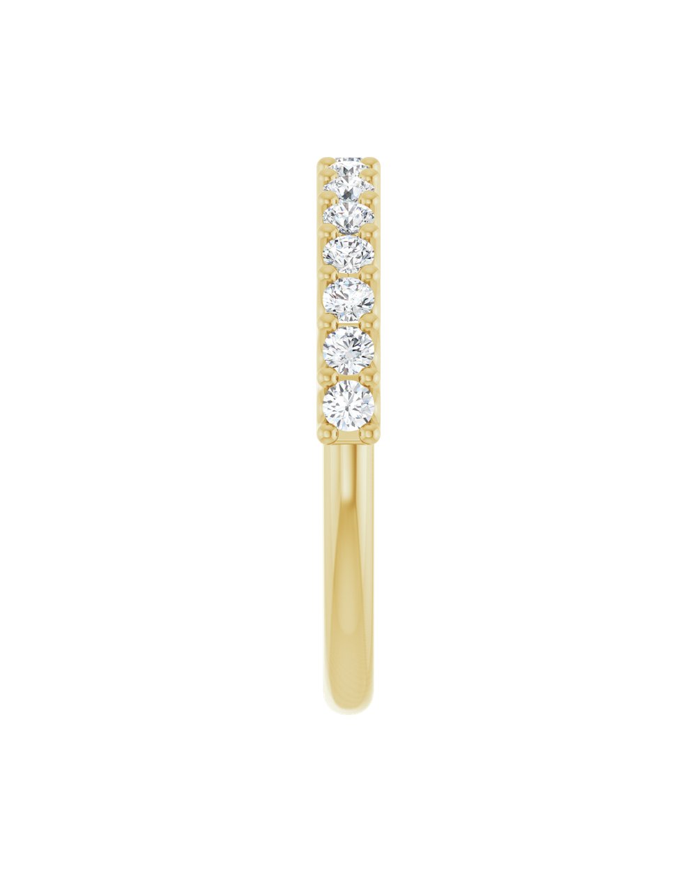 Anel Meia Aliança em Ouro 14k com Diamantes Naturais – Garras em U – Amarelo 14k