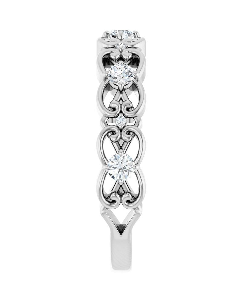 Anel Arabesco Vintage em Ouro 14k com Diamantes Naturais