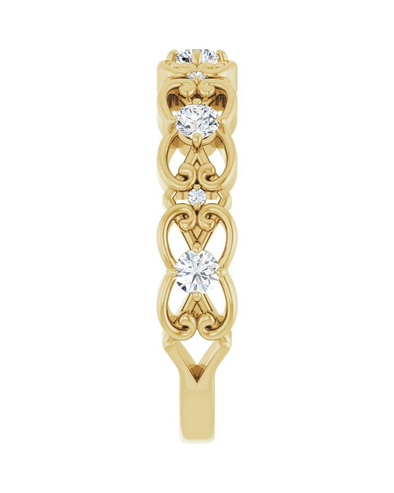 Anel Arabesco Vintage em Ouro 14k com Diamantes Naturais