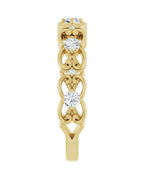 Anel Arabesco Vintage em Ouro 14k com Diamantes Naturais