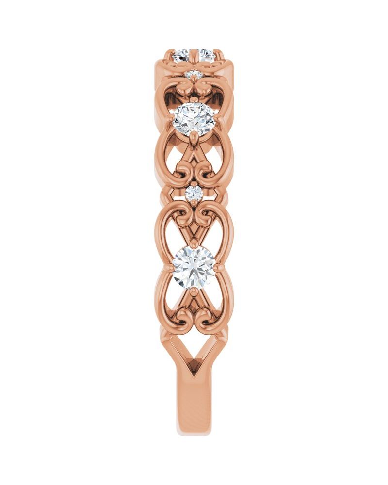 Anel Arabesco Vintage em Ouro 14k com Diamantes Naturais