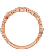 Anel Arabesco Vintage em Ouro 14k com Diamantes Naturais