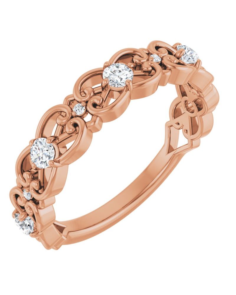 Anel Arabesco Vintage em Ouro 14k com Diamantes Naturais