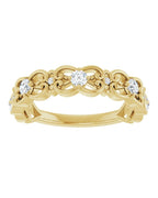 Anel Arabesco Vintage em Ouro 14k com Diamantes Naturais