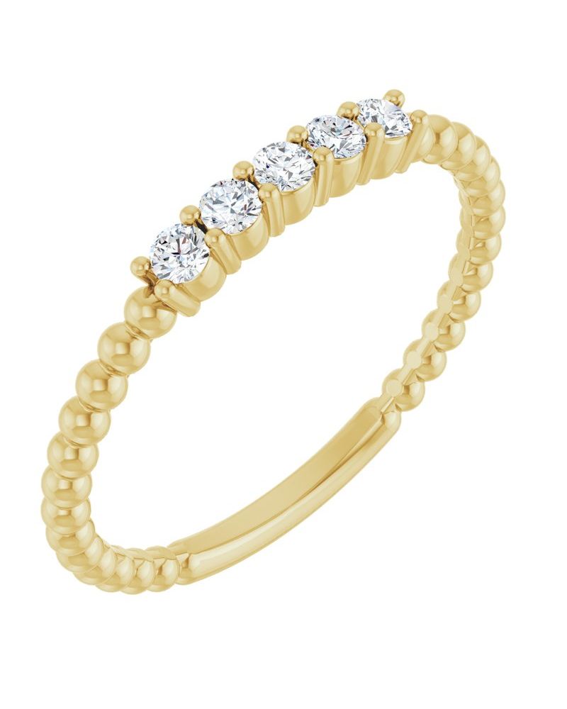 Anel Empilhável em Ouro 14k com Diamantes de Laboratório – Modelo 5