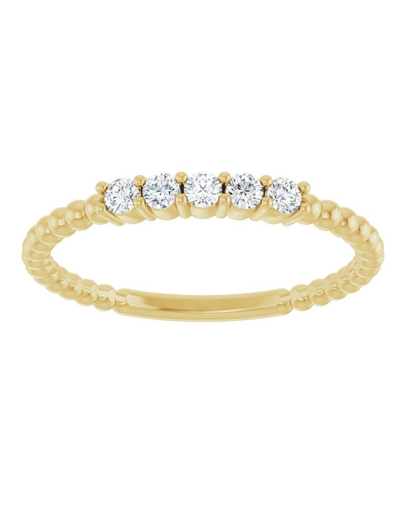 Anel Empilhável em Ouro 14k com Diamantes de Laboratório – Modelo 5