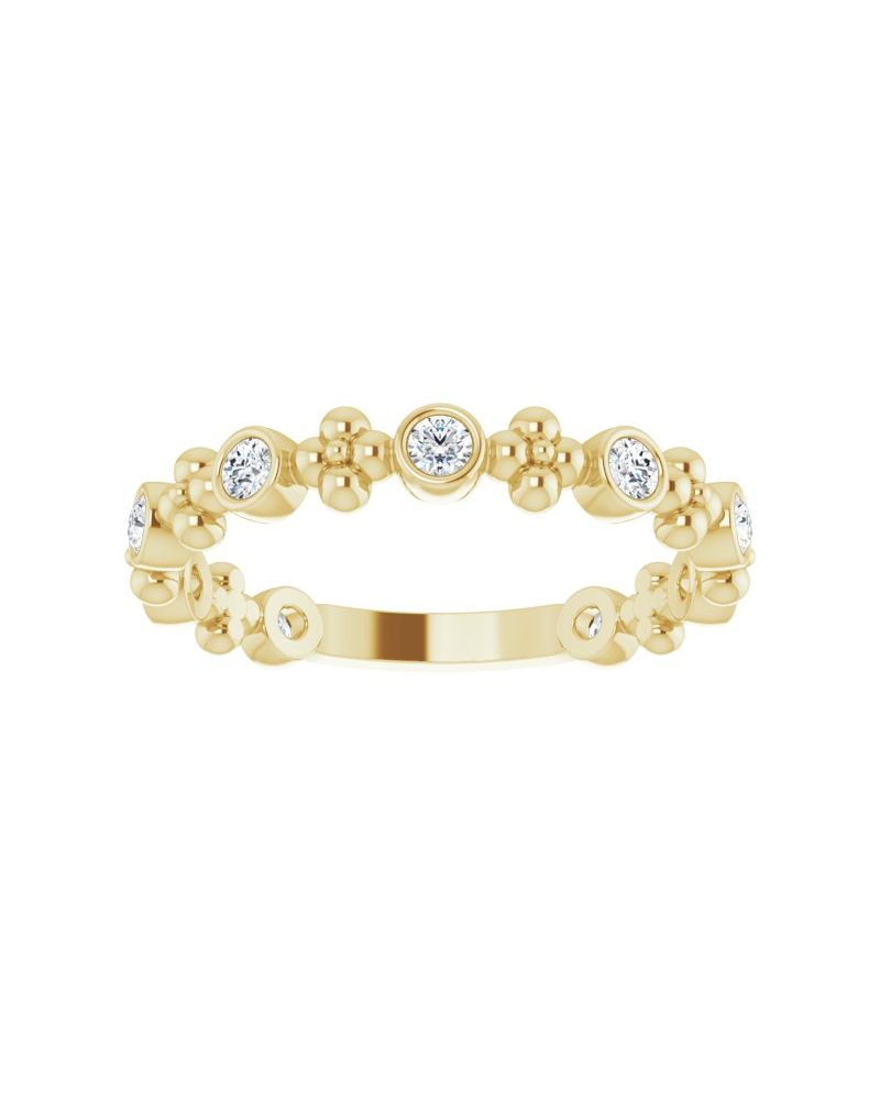 Anel Bolinhas em Ouro 14k com Diamantes Naturais – Modelo 2