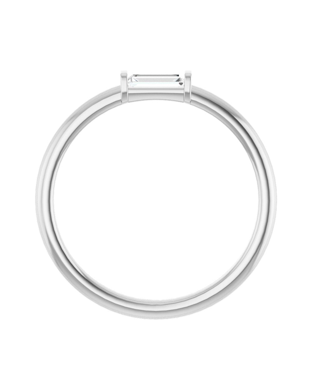 Anel Diamante Baguete em Ouro 14k – Branco 14k