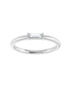 Anel Diamante Baguete em Ouro 14k – Branco 14k
