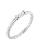 Anel Diamante Baguete em Ouro 14k – Branco 14k