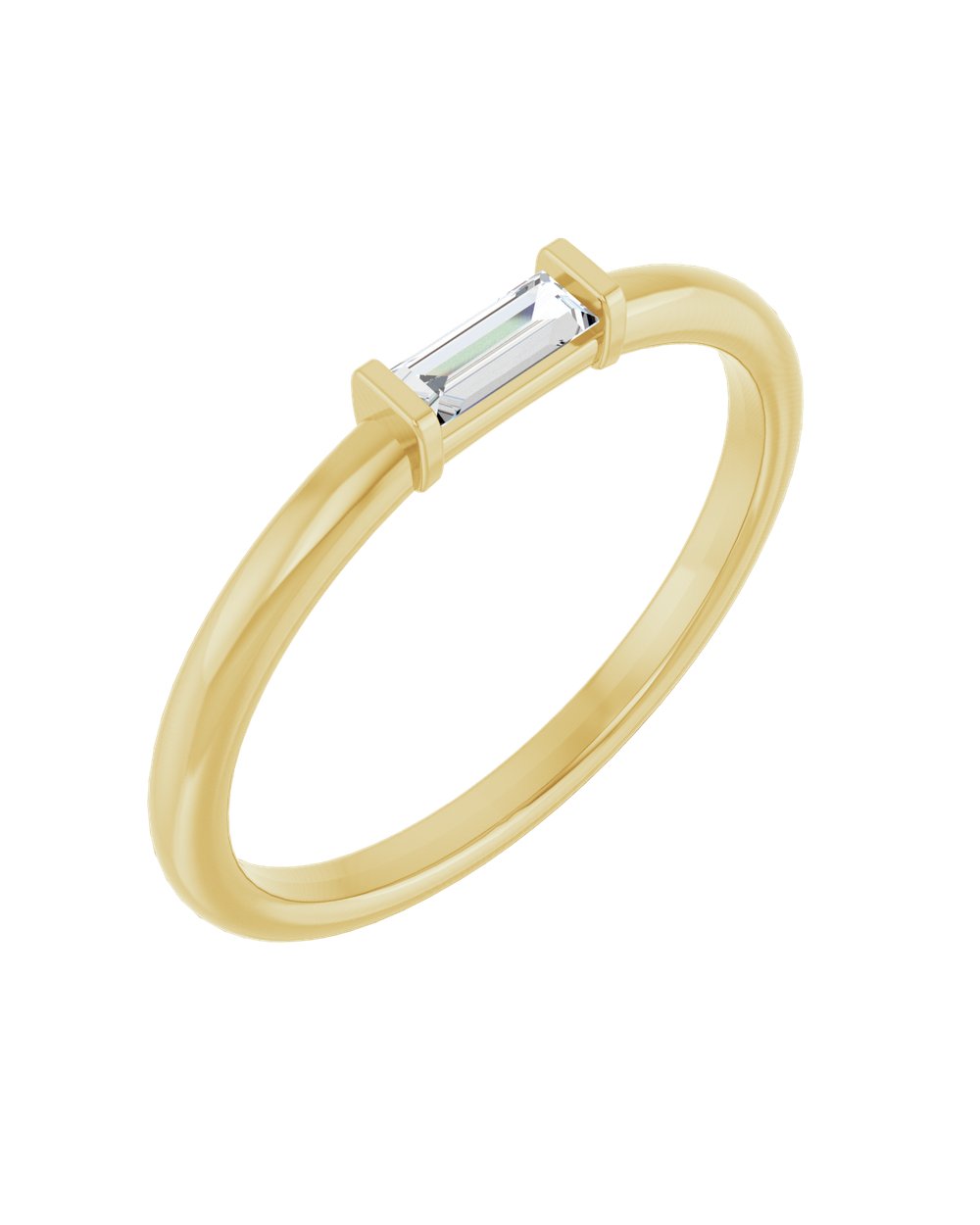 Anel Diamante Baguete em Ouro 14k – Amarelo 14k