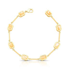 Pulseira Folheada a Ouro com Pedras Retangulares Intercaladas