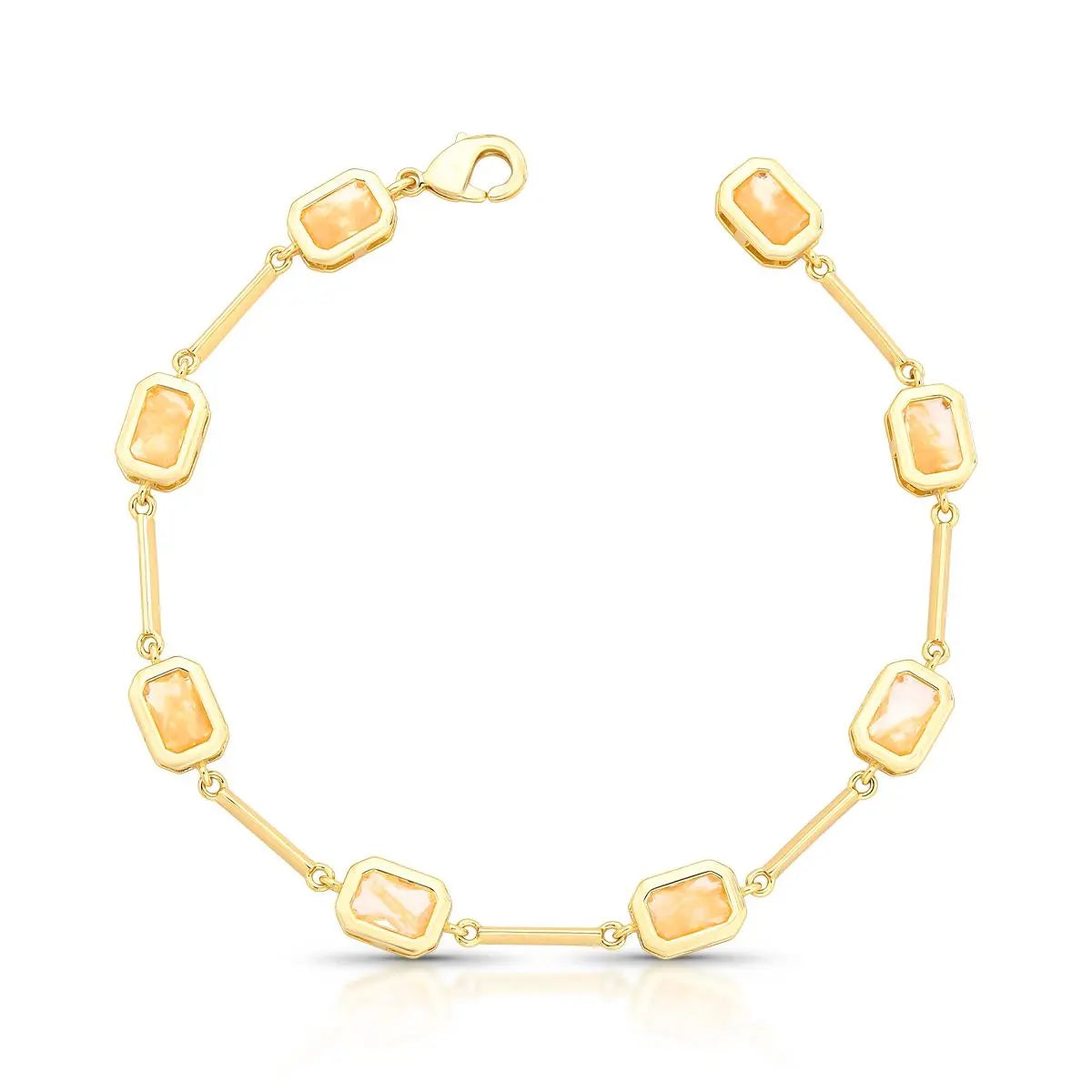 Pulseira Folheada a Ouro com Pedras Retangulares Intercaladas