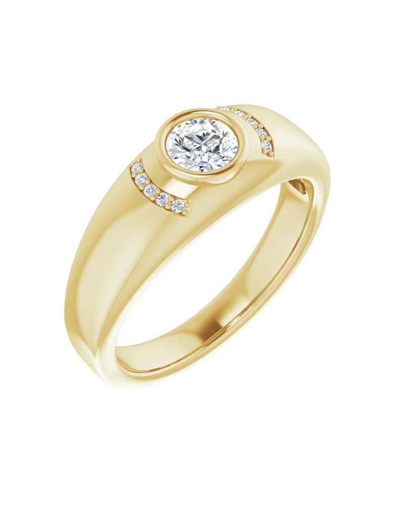 Anel Cravejado com Cravação Bezel em Ouro 14k com Diamantes Naturais – Modelo 2