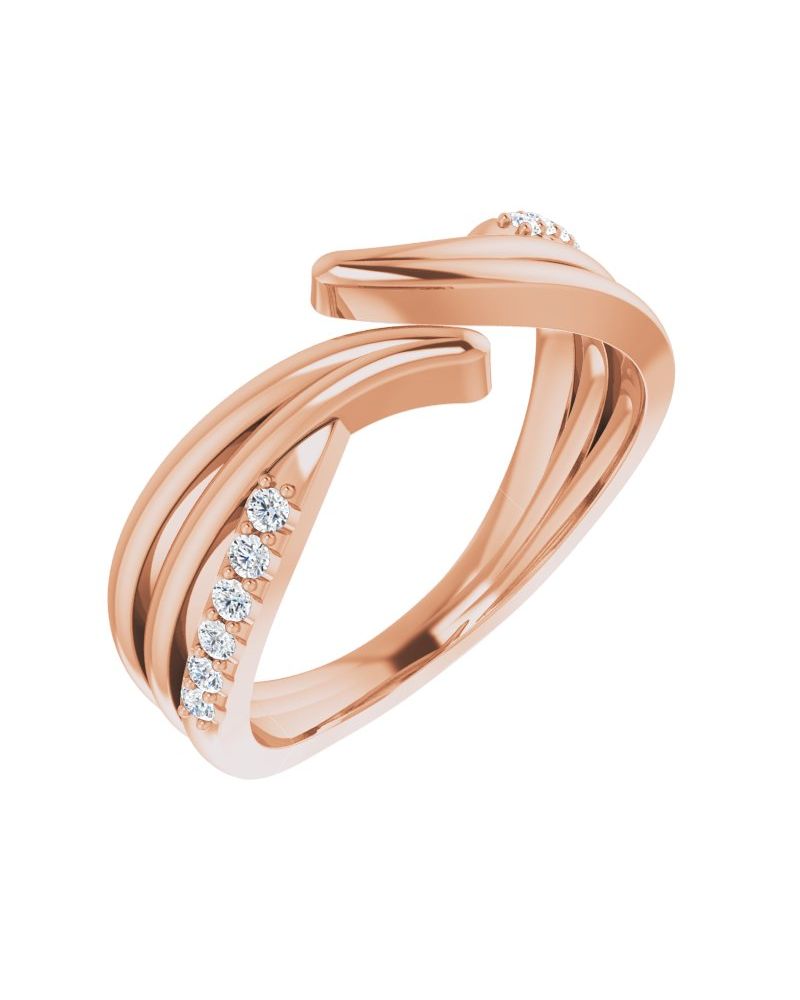Anel Bypass em Ouro 14k com Diamantes Naturais – Modelo 6