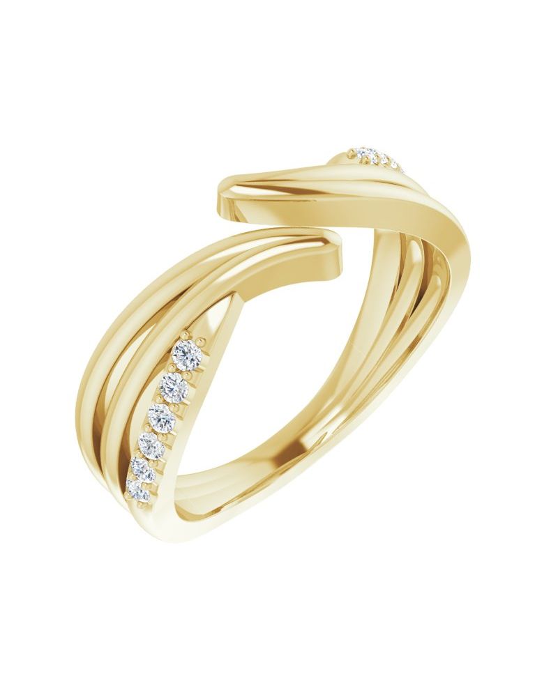 Anel Bypass em Ouro 14k com Diamantes Naturais – Modelo 6
