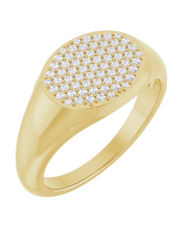 Anel Cluster Chevalier Pavê em Ouro 14k com Diamantes Naturais